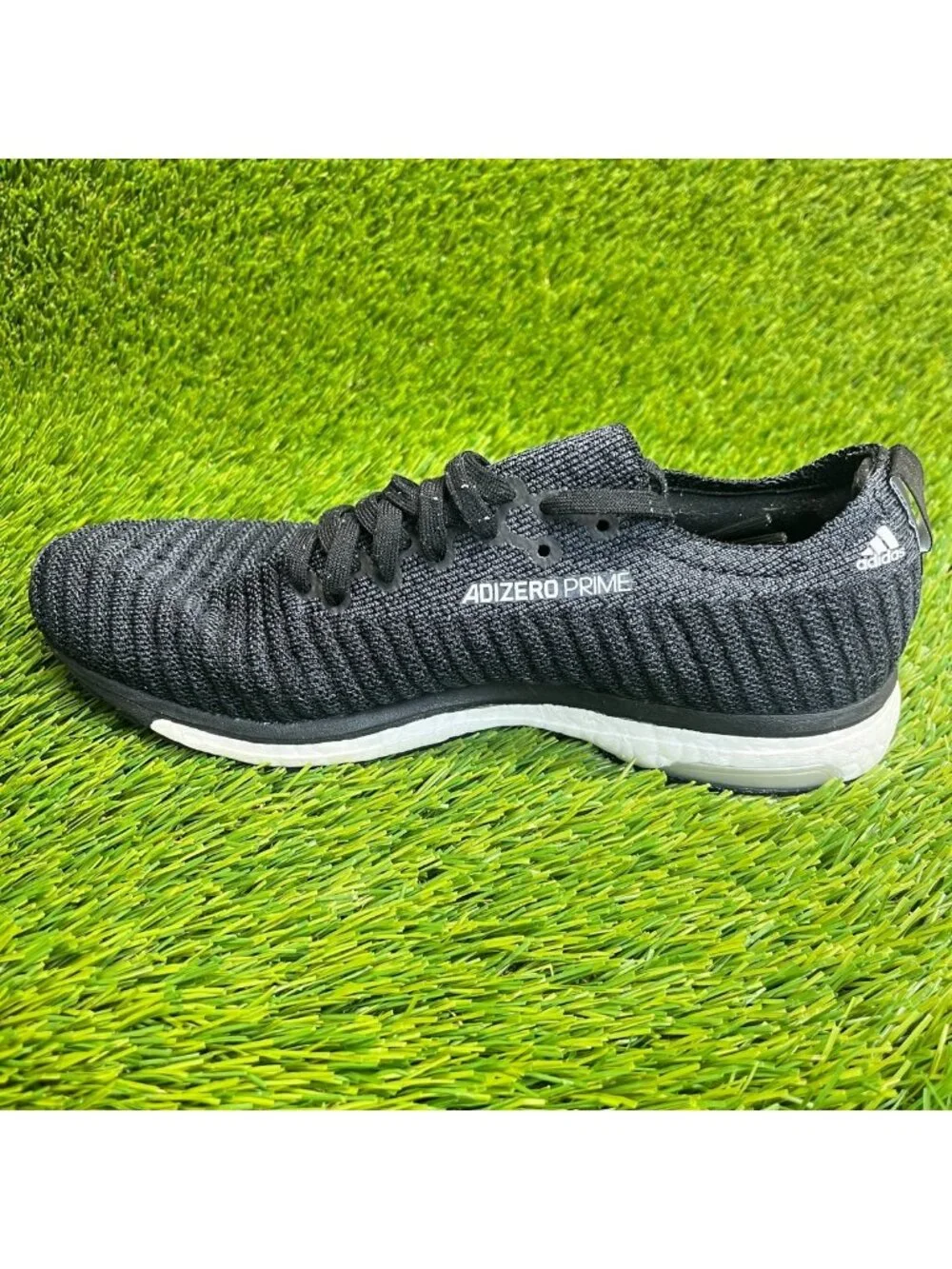 Adidas Adizero Prime Mens Size 7 Black White Athletic Running Shoes Sneakers